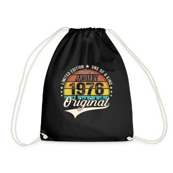 Vintage 1976 January 47th Birthday Gift Husband - Drawstring Bag - black - Front