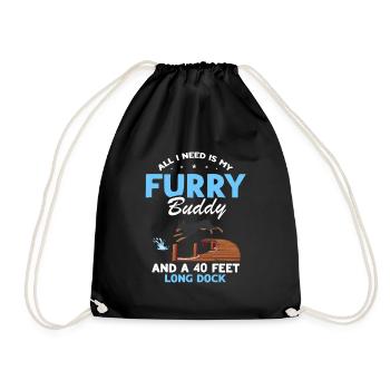 Dock Diving Design for Dog Jumping and Dock Dog - Drawstring Bag - black - Front