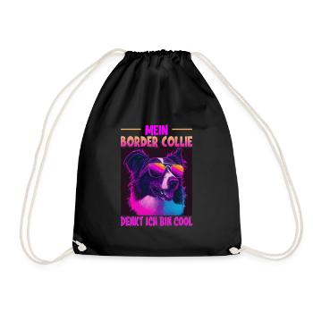 Hunde Spruch Border Collie Design - Turnbeutel - Schwarz - Vorne