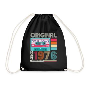 January born 1976 47th birthday gift - Drawstring Bag - black - Front