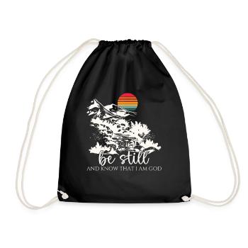 Jesus Christus - Christliches Shirt - Be still - Turnbeutel - Schwarz - Vorne