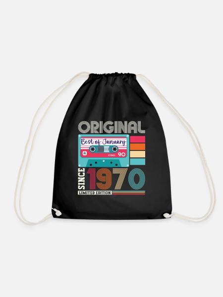 Januar Jahrgang 1970 53. Geburtstag Geschenk - Turnbeutel - Schwarz