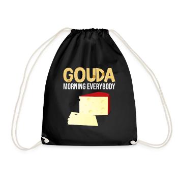 Gouda design for cheese dairy and Gouda cheese - Drawstring Bag - black - Front