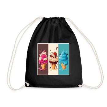 Eis Eiscreme Soft Eis Ich bin wegen dem Eis hier - Turnbeutel - Schwarz - Vorne