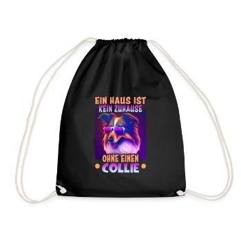 Hunde Spruch Collie Design - Turnbeutel - Schwarz - Vorne