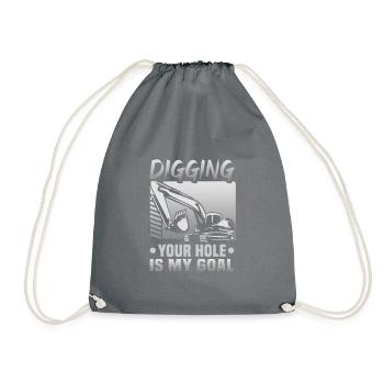 Crane operator design for excavator operators and construction workers - Drawstring Bag - grey - Front