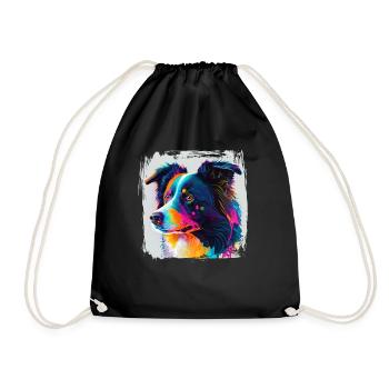 Dog Saying Border Collie Design - Drawstring Bag - black - Front