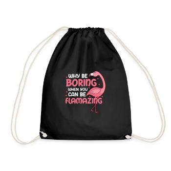 Flamingo Pink Vogel Zoo Sommer Urlaub Geschenk - Turnbeutel - Schwarz - Vorne