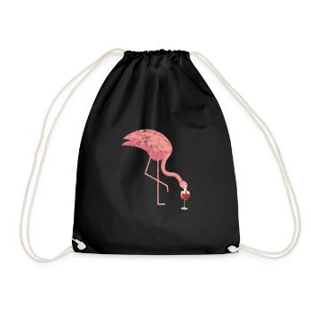 Flamingo Wine - Drawstring Bag - black - Front