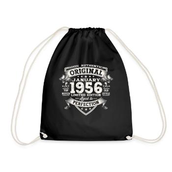 Né en 1956 janvier 67e anniversaire Homme cadeau - Sac de sport léger - noir - Devant