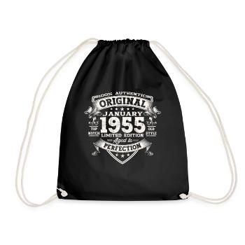 Né en 1955 janvier 68e anniversaire cadeau homme - Sac de sport léger - noir - Devant