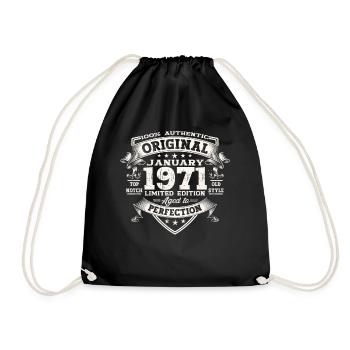 Né en 1971 Janvier 52ème anniversaire Homme cadeau - Sac de sport léger - noir - Devant