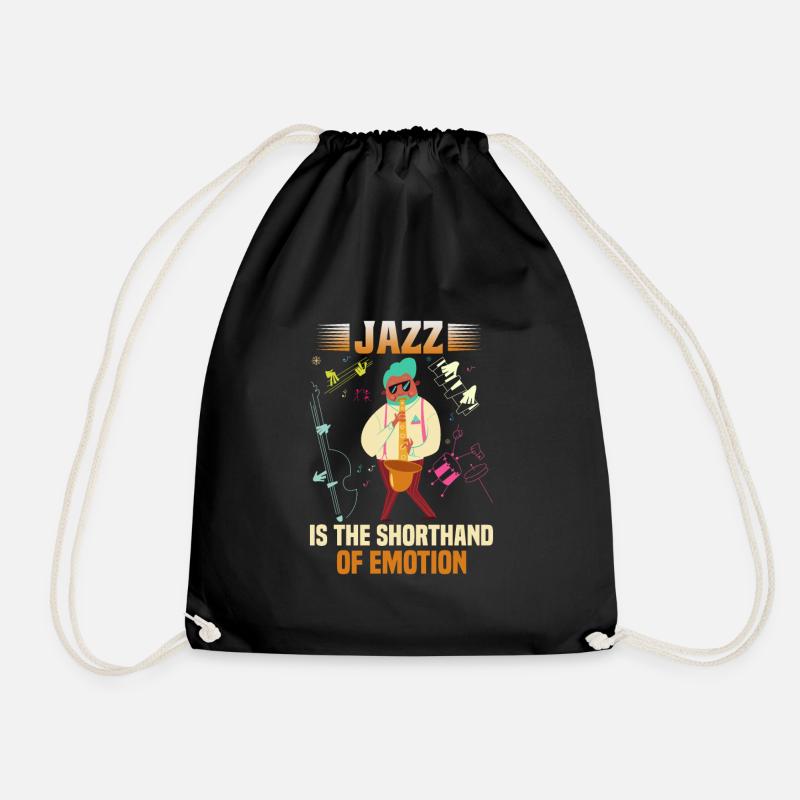 Jazz Music Orchestra Musicians - Drawstring Bag - black