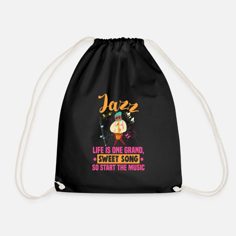 Jazz Music Orchestra Musicians - Drawstring Bag - black