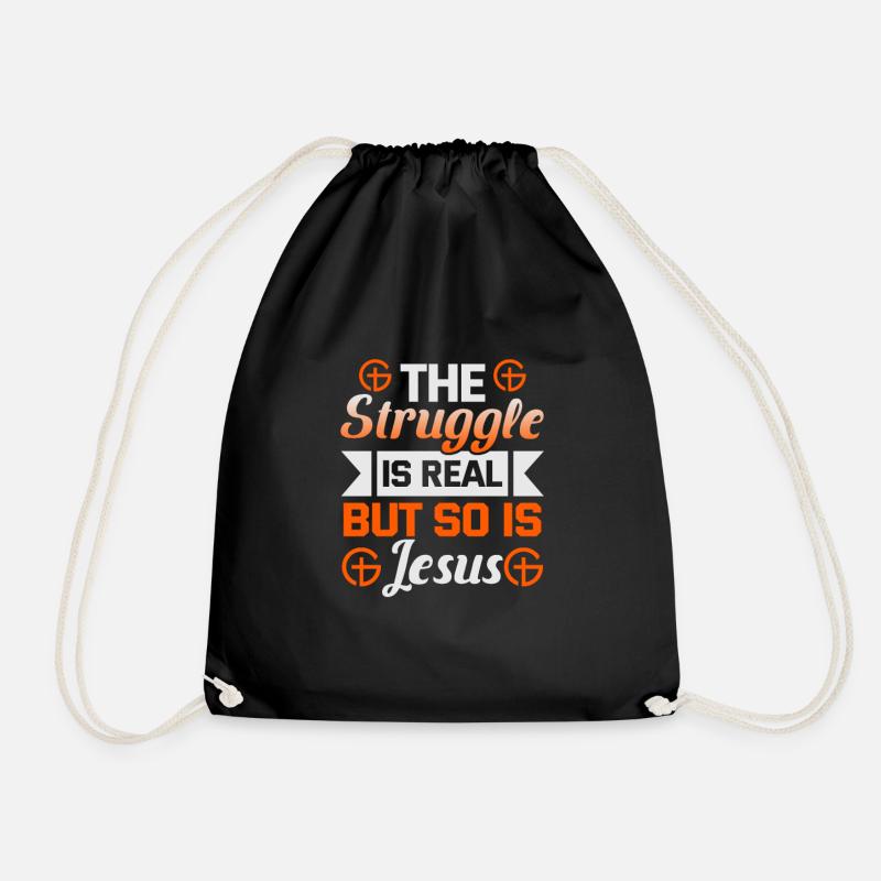 Christian Quotes Designs for Believing Christians - Drawstring Bag - black