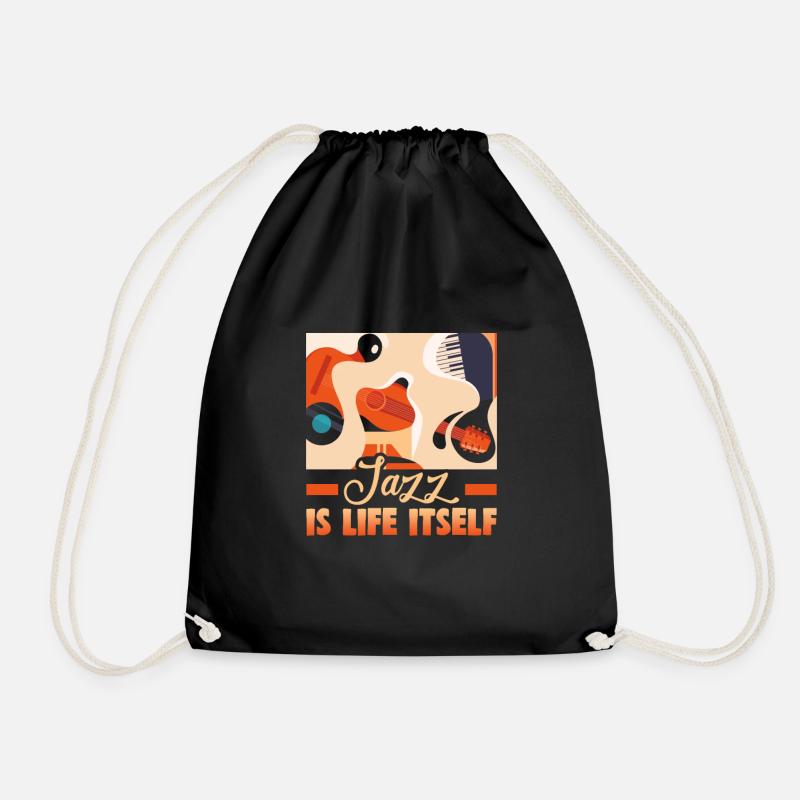 Jazz Music Orchestra Musicians - Drawstring Bag - black