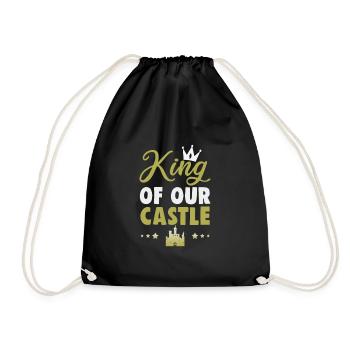 Father's Day King of our castle Papa Father - Drawstring Bag - black - Front