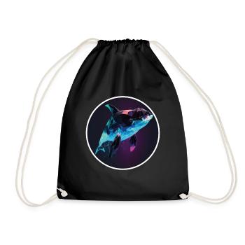Wal Orca Polygon Geometrisch Unterwasserwelt Ozean - Turnbeutel - Schwarz - Vorne