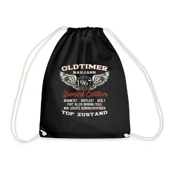 56. Geburtstag Oldtimer Jahrgang 1967 Geschenk - Turnbeutel - Schwarz - Vorne