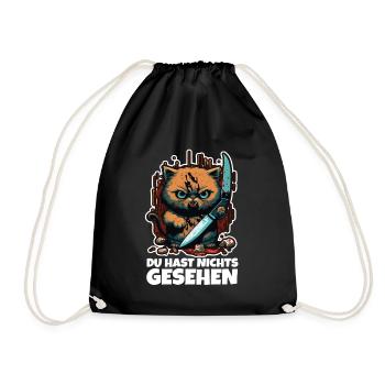 Du hast nichts gesehen Katze Messer Kätzchen - Turnbeutel - Schwarz - Vorne