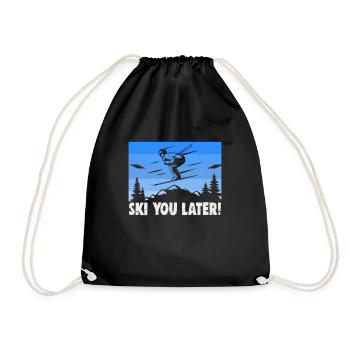 Skifahrer Ski you later! Ski - Turnbeutel - Schwarz - Vorne
