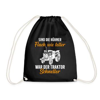 Traktor Trecker Spruch Bauernhof Landwirt Bauer - Turnbeutel - Schwarz - Vorne