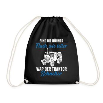 Traktor Trecker Spruch Bauernhof Landwirt Bauer - Turnbeutel - Schwarz - Vorne