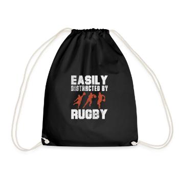 Rugby Verein Rugbyteam Football Sport Geschenk - Turnbeutel - Schwarz - Vorne