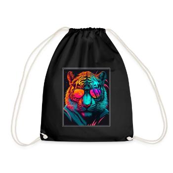 Bengalischer Tiger Katze Boss Chef Raubkatze Neon - Turnbeutel - Schwarz - Vorne