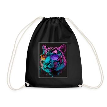 Bengalischer Tiger Katze Boss Chef Raubkatze Neon - Turnbeutel - Schwarz - Vorne