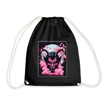 Japanisch Japan Kischblüte Dämon Abstrakt Neon - Turnbeutel - Schwarz - Vorne
