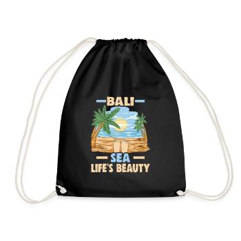 Bali Indonesien Strandurlaub am Meer - Turnbeutel - Schwarz - Vorne
