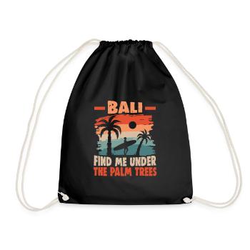 Bali Indonesien Strandurlaub am Meer - Turnbeutel - Schwarz - Vorne