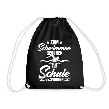 Né pour nager Forcé d'aller à l'école - Sac de sport léger - noir - Devant