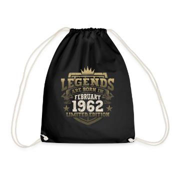 February born 1962 61st birthday gift man - Drawstring Bag - black - Front
