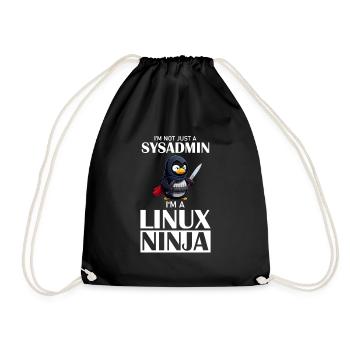 Linux Ninja I'm not a SysAdmin Tux Ninja Wizzard - Turnbeutel - Schwarz - Vorne