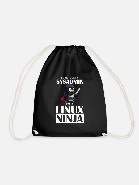 Linux Ninja I'm not a SysAdmin Tux Ninja Wizzard - Turnbeutel - Schwarz