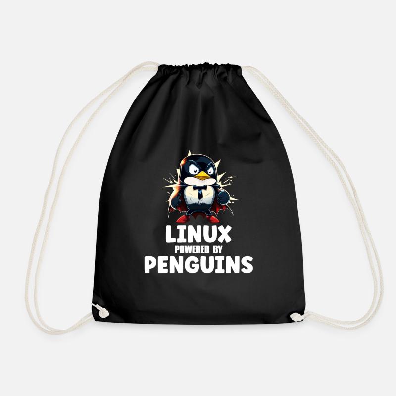 Linux Powered By Penguins - Turnbeutel - Schwarz