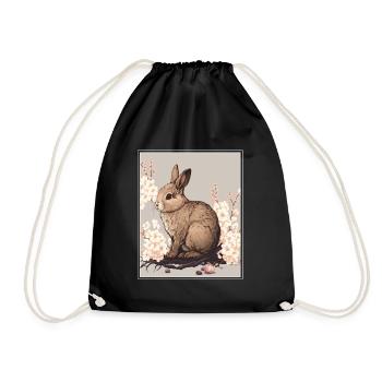 Lapin Lapin Fleur de Cerisier Japon Japonais - Sac de sport léger - noir - Devant