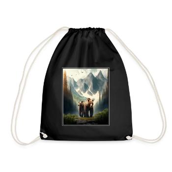 Bear Environment Forest Mountains Environmental Protection Species Protection - Drawstring Bag - black - Front