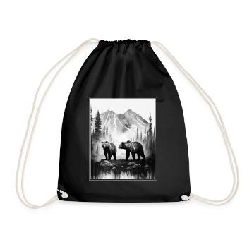Bear Environment Forest Mountains Environmental protection Species protection - Drawstring Bag - black - Front