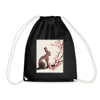 Lapin Lapin Fleur de Cerisier Japon Japonais - Sac de sport léger - noir - Devant