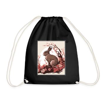 Lapin Lapin Fleur de Cerisier Japon Japonais - Sac de sport léger - noir - Devant