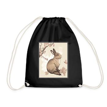 Lapin Lapin Cerisier Fleur Japon Japonais - Sac de sport léger - noir - Devant