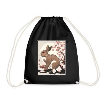 Lapin Lapin Fleur de Cerisier Japon Japonais - Sac de sport léger - noir - Devant