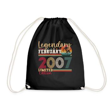 Year 2007 February 16th birthday Gift man - Drawstring Bag - black - Front