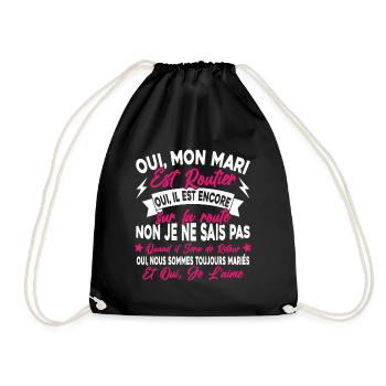 Oui, Mon Mari Est Routier Femme Humour Camionneur - Sac de sport léger - noir - Devant