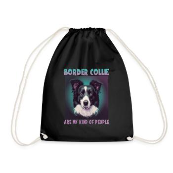 Hunde Spruch Border Collie Design - Turnbeutel - Schwarz - Vorne