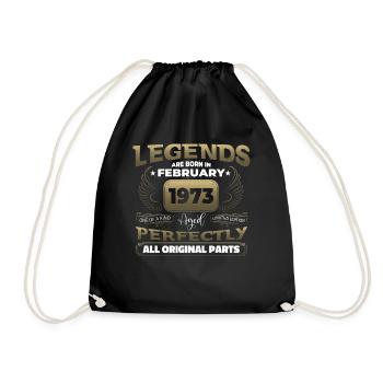Born 1973 February 50th birthday Gift man - Drawstring Bag - black - Front