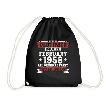 65e anniversaire Février Né 1958 Cadeau - Sac de sport léger - noir - Devant